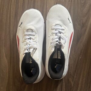 Kids Puma White Sneakers with Red and Black Accents